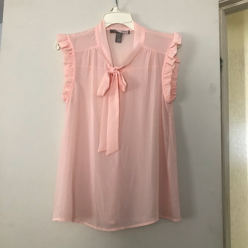 Ruffle sleeve and neck-tie contemporary blouse